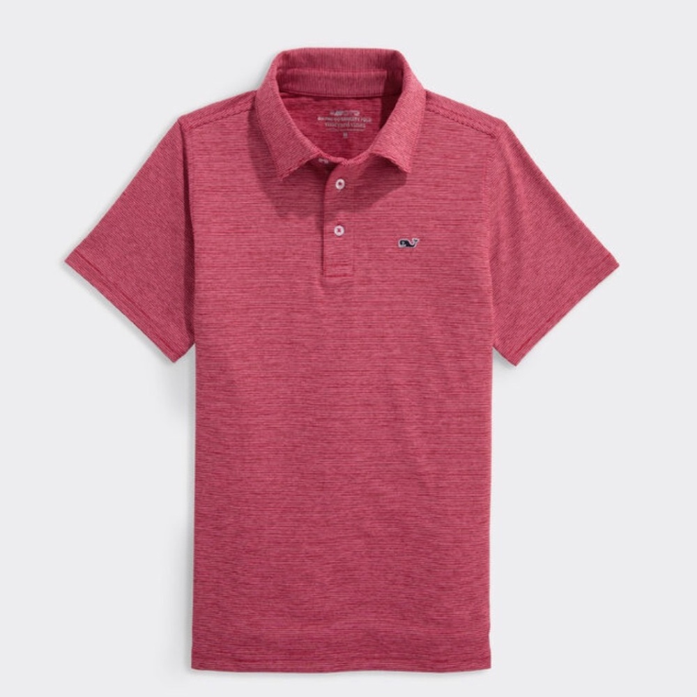 Boys Vineyard Vines St. Jean Stripe Sankaty Performance polo, size small